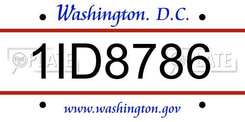 1ID8786 District Of Columbia License Plate
