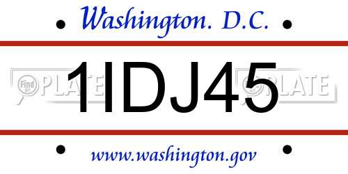 1IDJ45 District Of Columbia License Plate