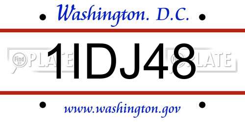 1IDJ48 District Of Columbia License Plate