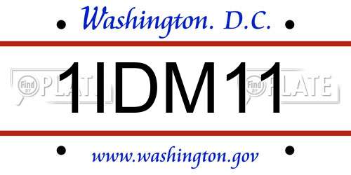 1IDM11 District Of Columbia License Plate