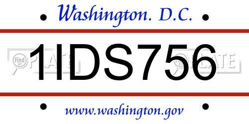 1IDS756 District Of Columbia License Plate
