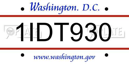1IDT930 District Of Columbia License Plate