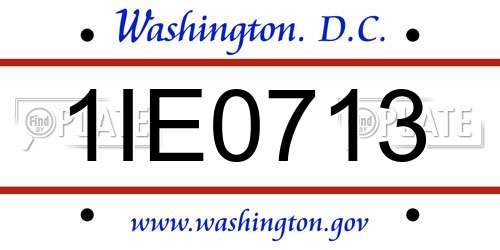 1IE0713 District Of Columbia License Plate