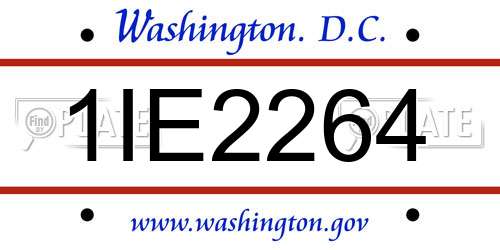 1IE2264 District Of Columbia License Plate