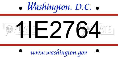 1IE2764 District Of Columbia License Plate
