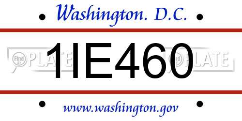 1IE460 District Of Columbia License Plate