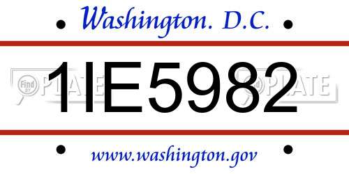 1IE5982 District Of Columbia License Plate