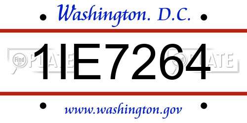 1IE7264 District Of Columbia License Plate