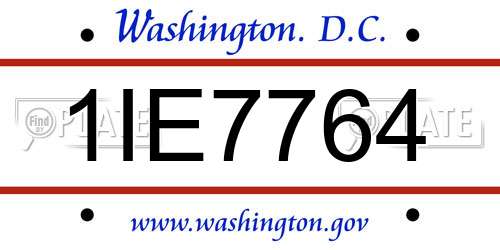 1IE7764 District Of Columbia License Plate