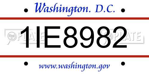 1IE8982 District Of Columbia License Plate