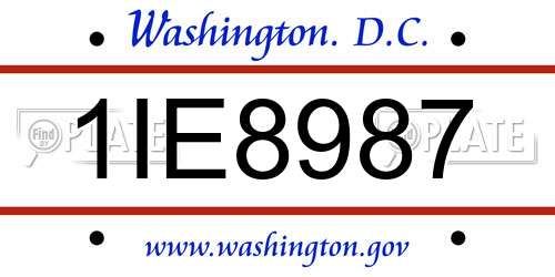 1IE8987 District Of Columbia License Plate