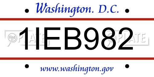 1IEB982 District Of Columbia License Plate