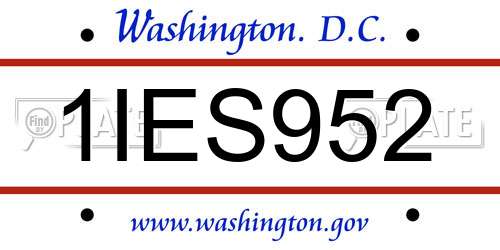 1IES952 District Of Columbia License Plate