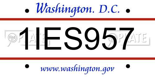 1IES957 District Of Columbia License Plate