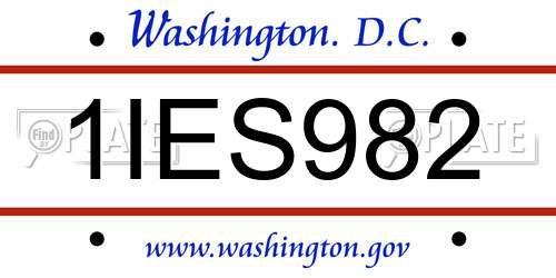 1IES982 District Of Columbia License Plate