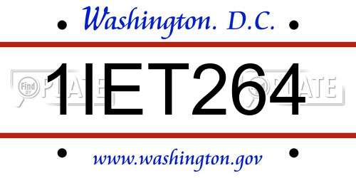 1IET264 District Of Columbia License Plate