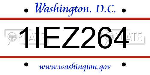 1IEZ264 District Of Columbia License Plate