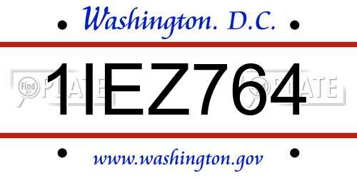 1IEZ764 District Of Columbia License Plate
