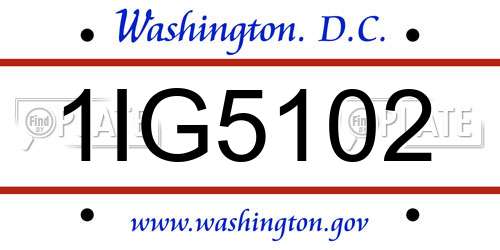 1IG5102 District Of Columbia License Plate