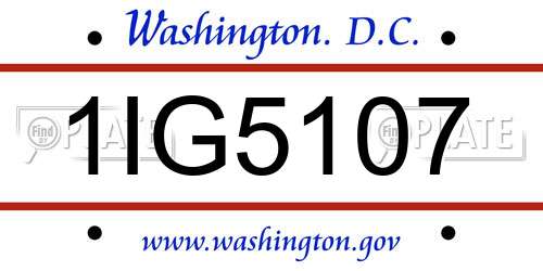 1IG5107 District Of Columbia License Plate