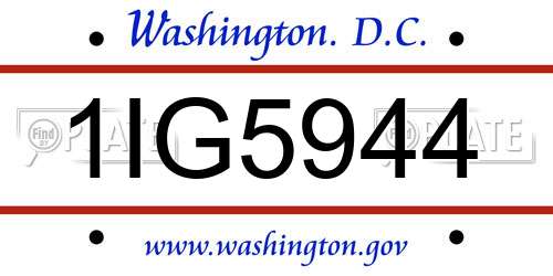 1IG5944 District Of Columbia License Plate