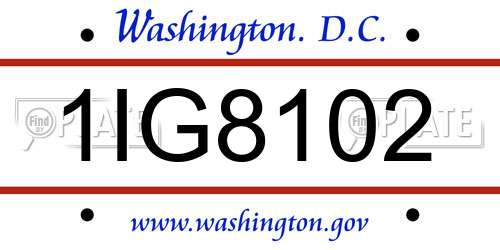1IG8102 District Of Columbia License Plate
