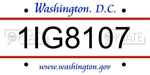 1IG8107 District Of Columbia License Plate