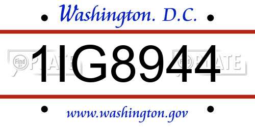 1IG8944 District Of Columbia License Plate