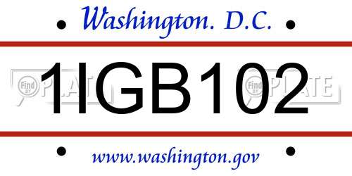 1IGB102 District Of Columbia License Plate
