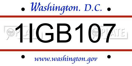 1IGB107 District Of Columbia License Plate