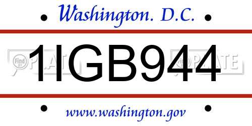 1IGB944 District Of Columbia License Plate