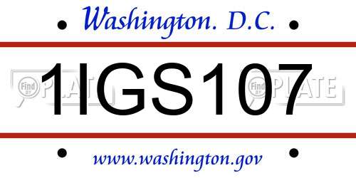 1IGS107 District Of Columbia License Plate