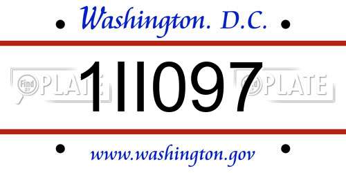 1II097 District Of Columbia License Plate