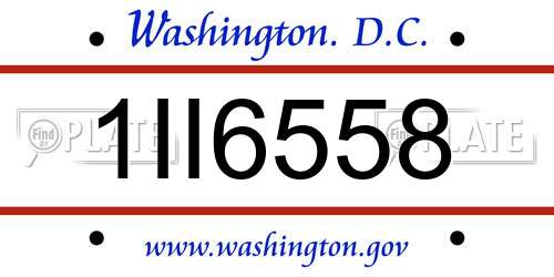 1II6558 District Of Columbia License Plate