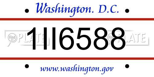 1II6588 District Of Columbia License Plate
