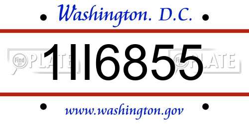 1II6855 District Of Columbia License Plate