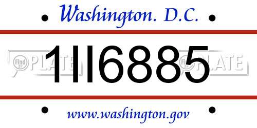 1II6885 District Of Columbia License Plate