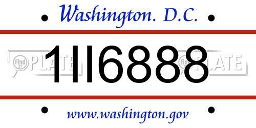 1II6888 District Of Columbia License Plate