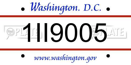1II9005 District Of Columbia License Plate