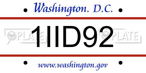 1IID92 District Of Columbia License Plate