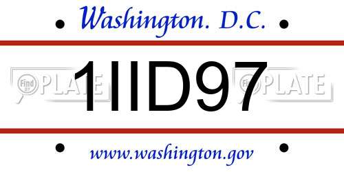 1IID97 District Of Columbia License Plate