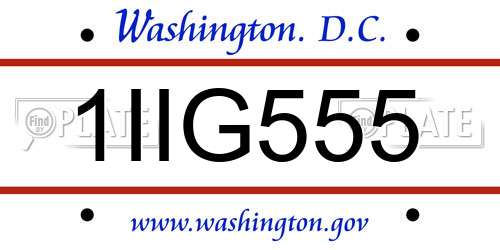 1IIG555 District Of Columbia License Plate
