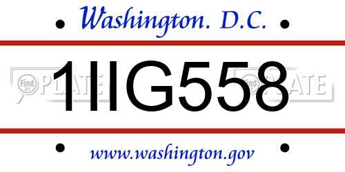 1IIG558 District Of Columbia License Plate