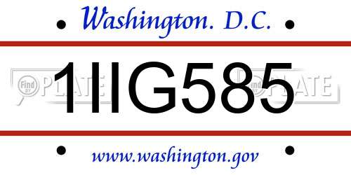 1IIG585 District Of Columbia License Plate