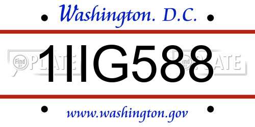 1IIG588 District Of Columbia License Plate