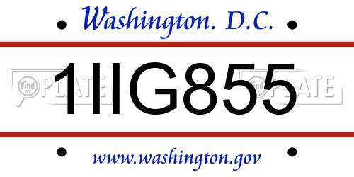 1IIG855 District Of Columbia License Plate