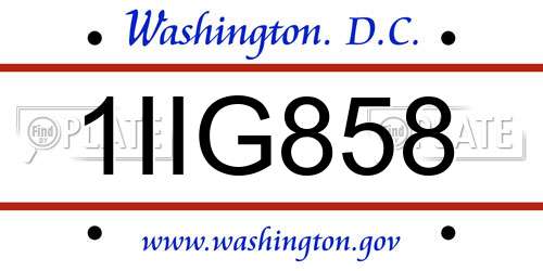1IIG858 District Of Columbia License Plate