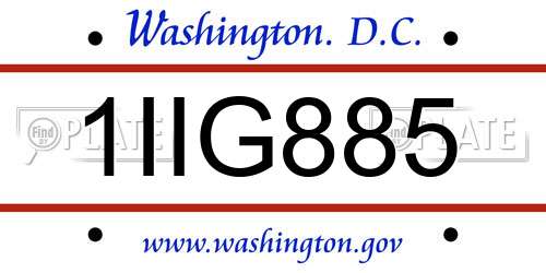 1IIG885 District Of Columbia License Plate