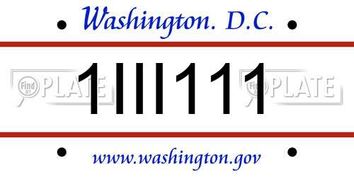1III111 District Of Columbia License Plate