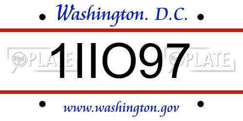 1IIO97 District Of Columbia License Plate